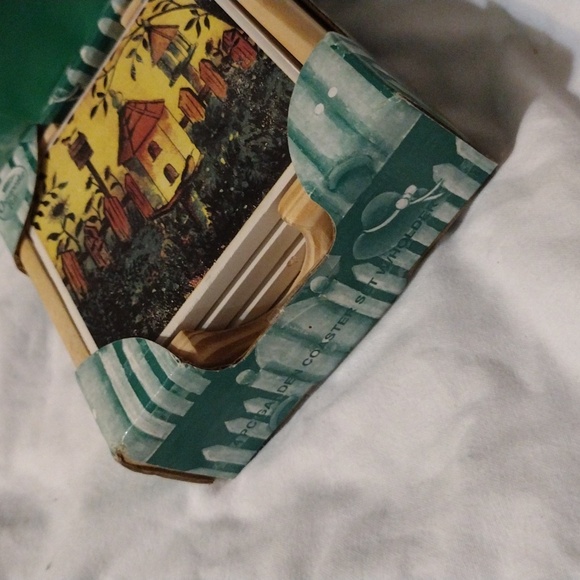 Chesapeake Bay 4-Piece Garden Coaster Set Holder - Picture 3 of 6